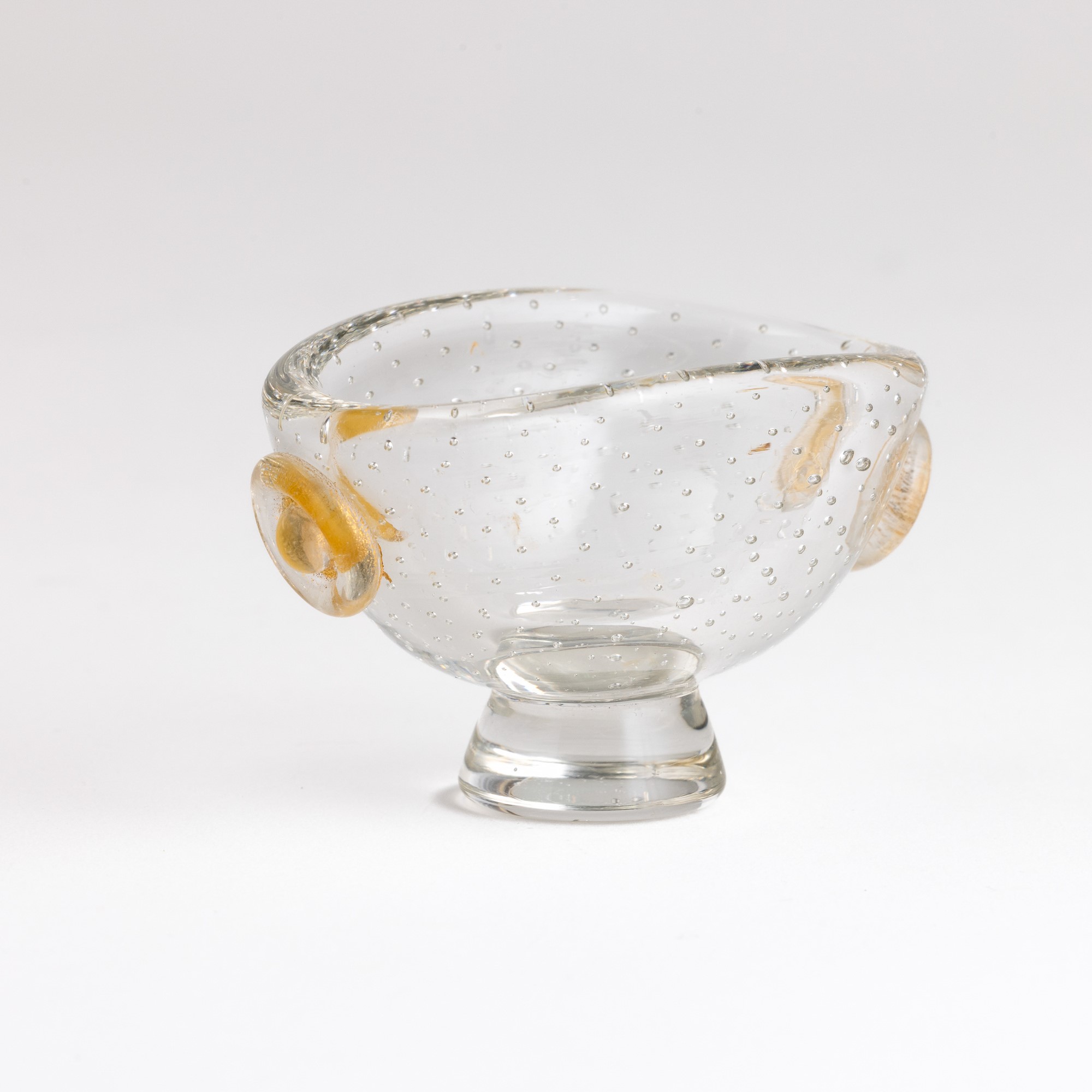 Vamsa, Coppa su piede in vetro a bollicine sommerse, circa 1950