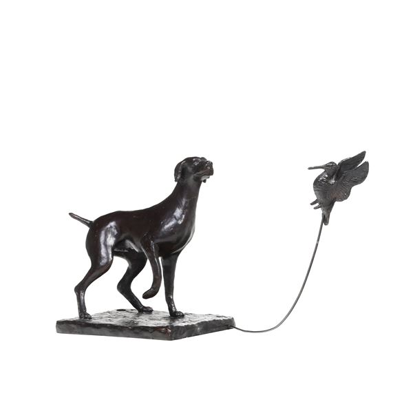 P. de Barry (XX secolo) Setter con beccaccia