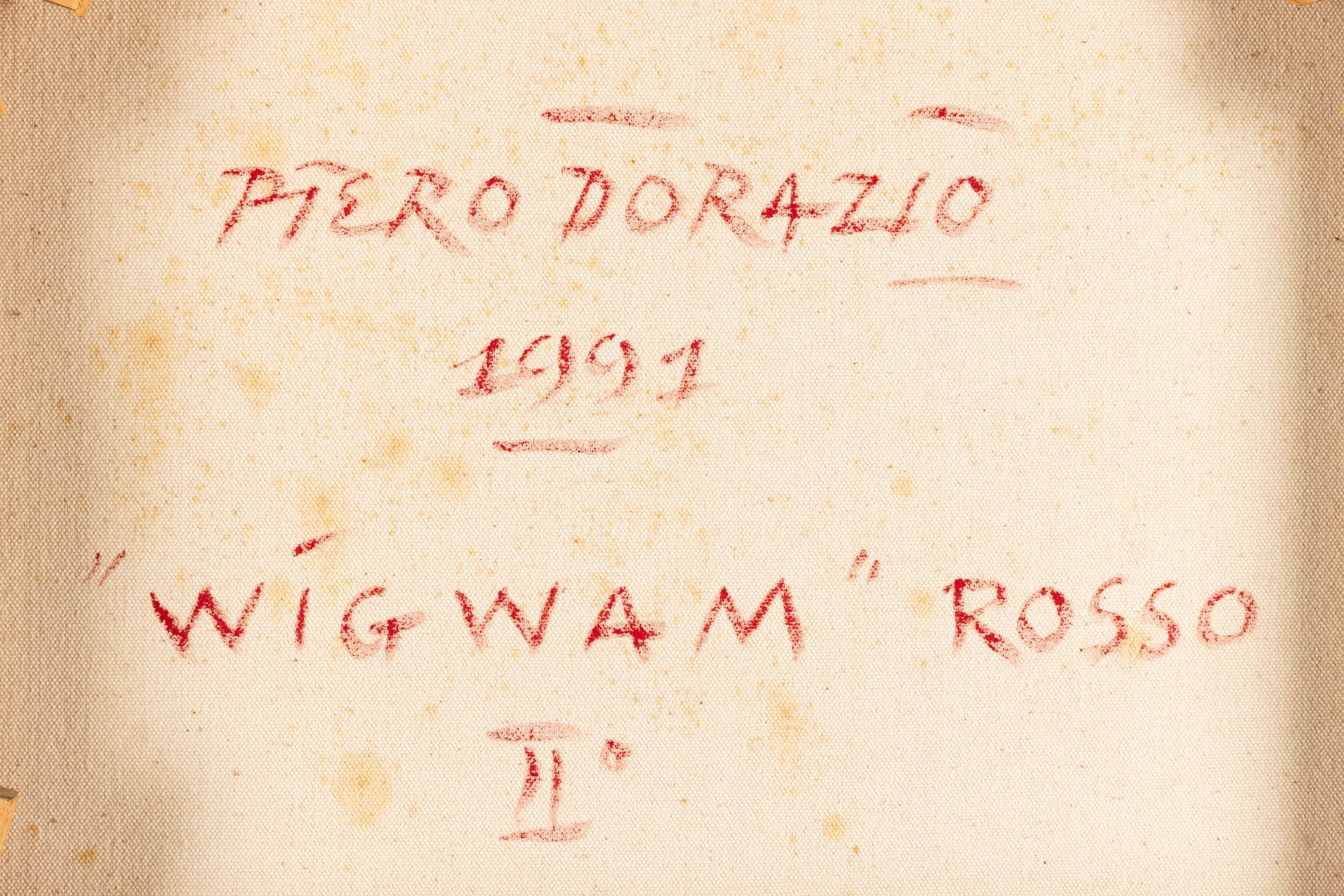 Piero Dorazio - Wig Wam Rosso II, olio su tela, 1991