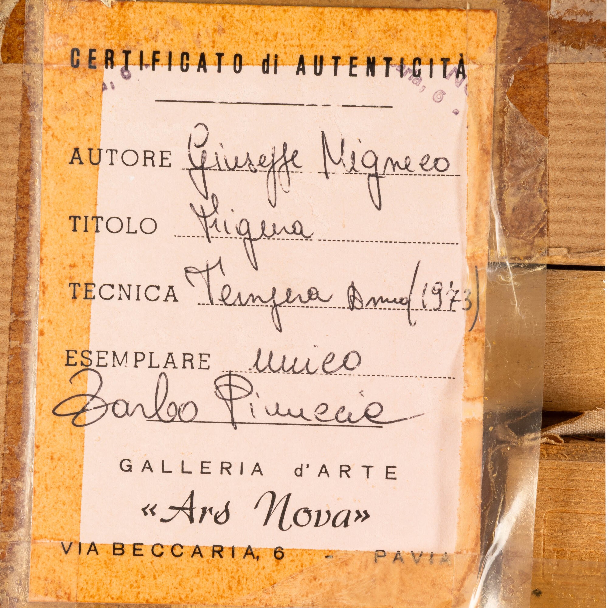 Giuseppe Migneco - Figura, china colorata e tempera su carta riportata su tela
