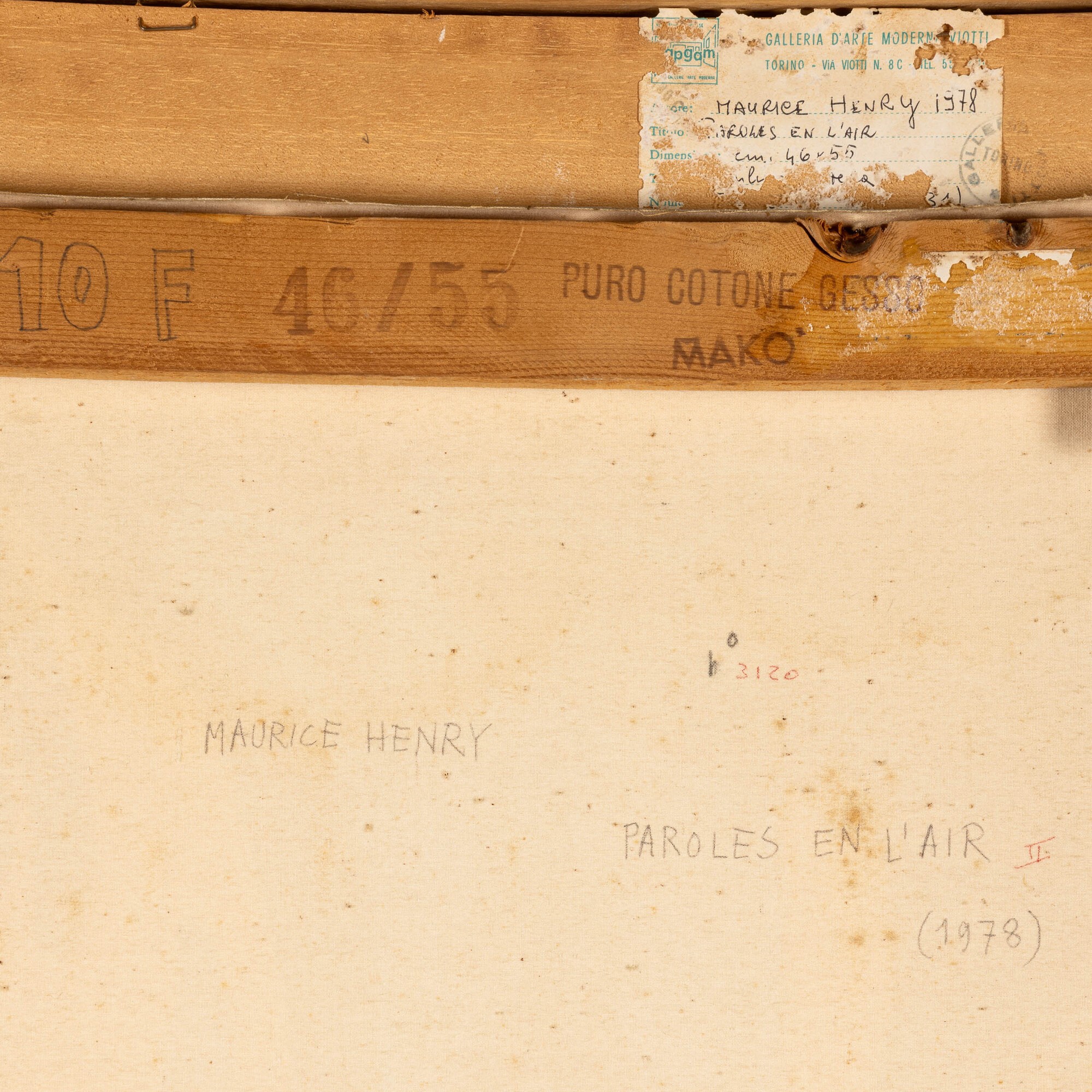 Maurice Henry - Paroles en l’air, acrilico su tela, 1978