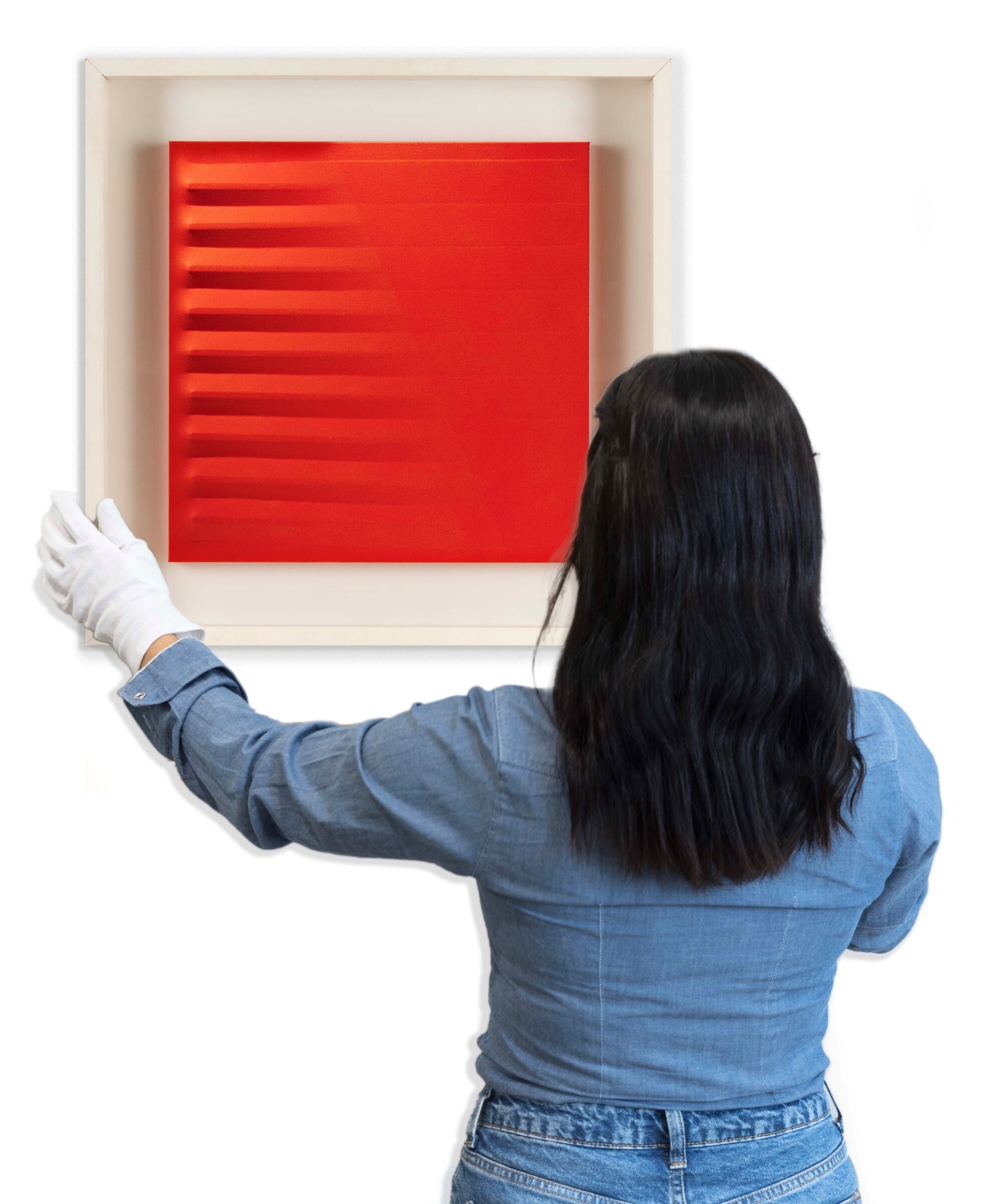 Agostino Bonalumi - Rosso - tela estroflessa e tempera vinilica, 1980