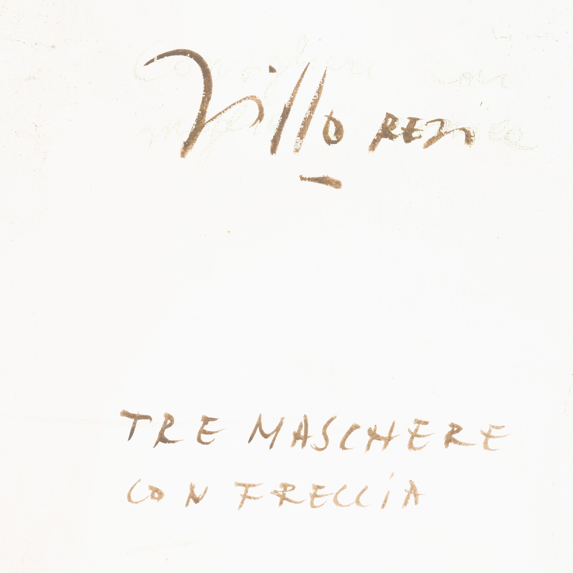Franco Villoresi - Tre maschere con freccia, olio e gres su tela