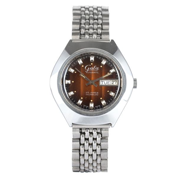 Day-Date in acciaio, quadrante rame degradè con lancette a bastone e datario al tre, carica automatica, 39 mm