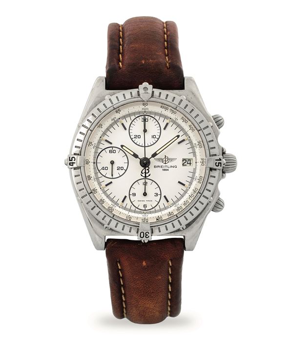 Chronomat in acciaio, quadrante bianco con tre contatori, circa 1994