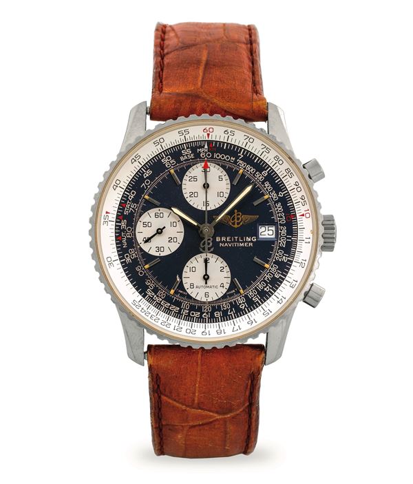 Navitimer in acciaio, quadrante blu soleil con contatori bianchi, circa 1998