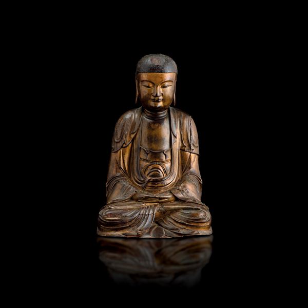 Wooden figure of Buddha Amitayus, China, Qing Dynasty, Kangxi period (1662–1722)