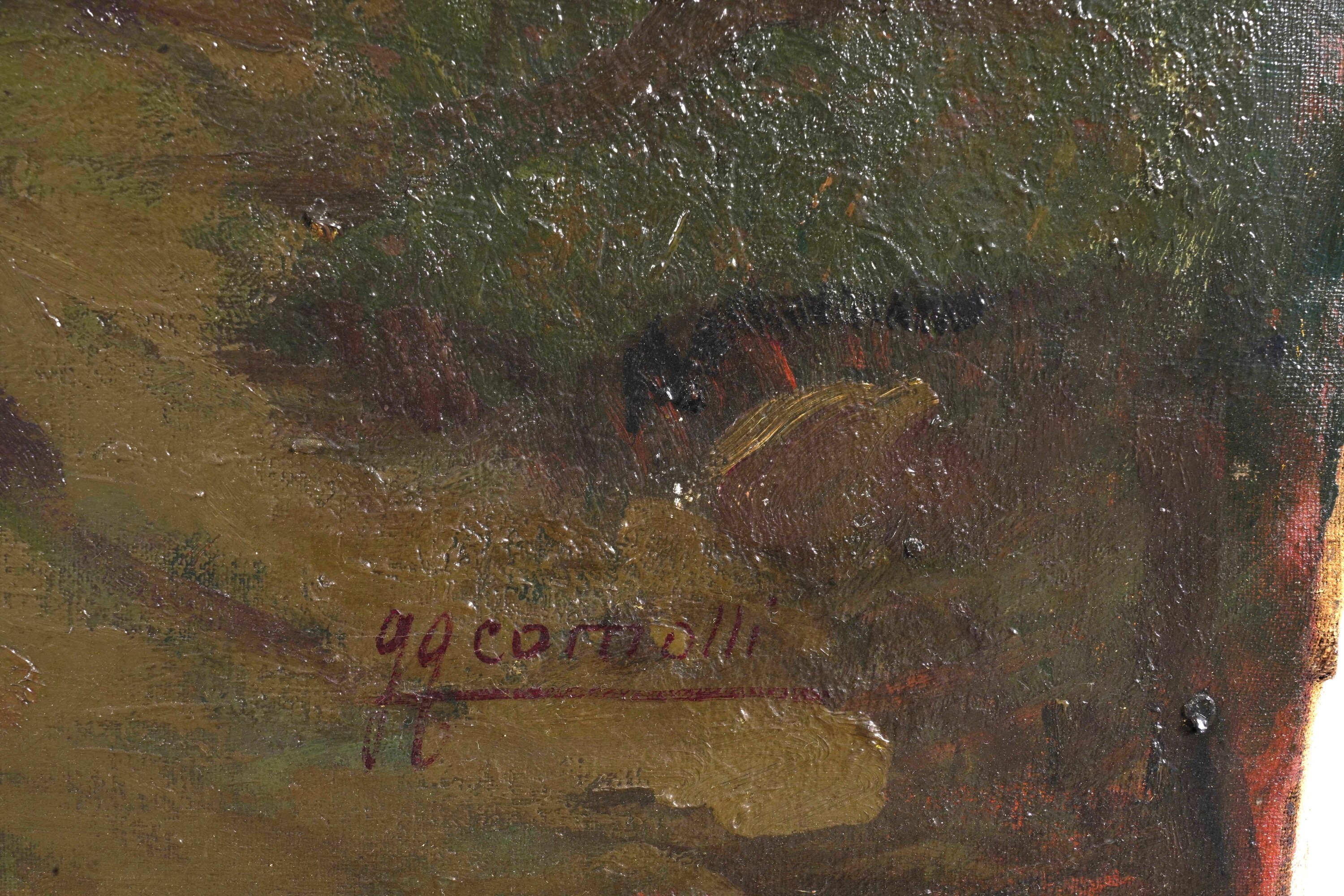 Gigi Comolli - Paesaggio con alberi, olio su tela