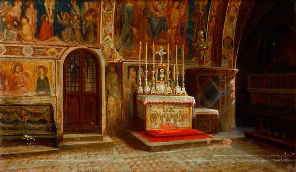 Spagnoli (a firma) Interno della Basilica inferiore di Assisi