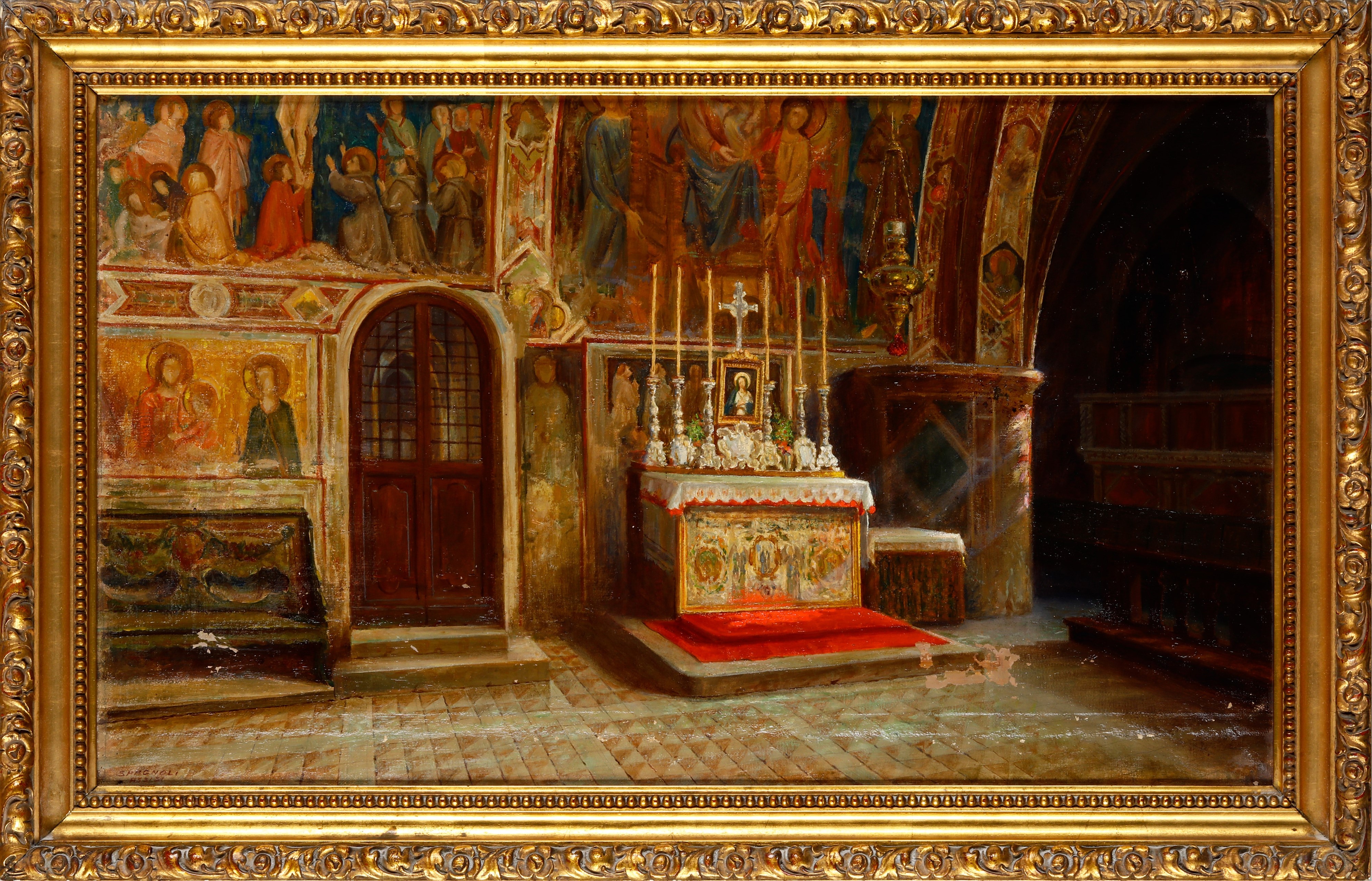 Spagnoli (a firma) Interno della Basilica inferiore di Assisi