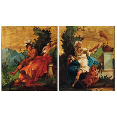 Scuola del XVIII Secolo Allegorie Dell’america e Dell’asia