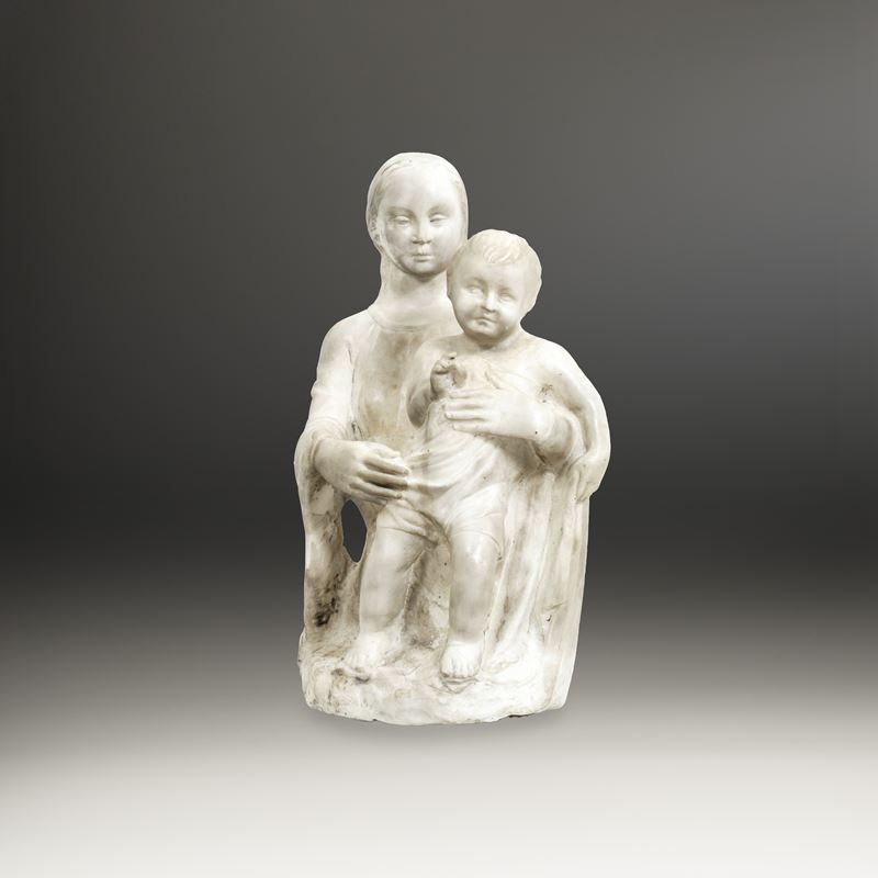 Madonna con Bambino. Arte rinascimentale italiana, XV-XVI secolo. Seguace di Agostino di Duccio (1418-1481)  - Asta Scultura e Oggetti d'Arte - Cambi Casa d'Aste