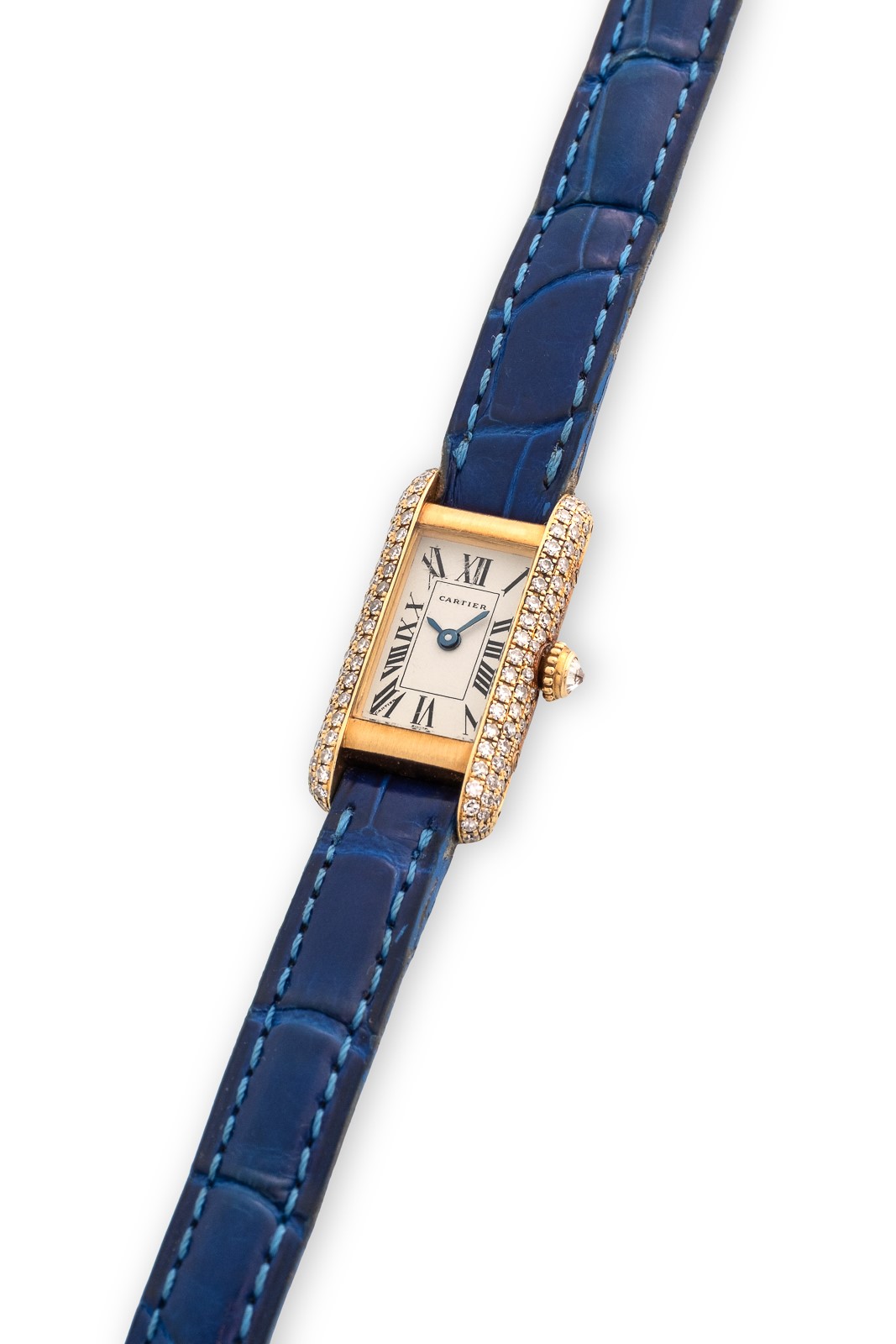 Cartier - Tank Allongée ref 828006 in oro giallo con diamanti, circa 1995