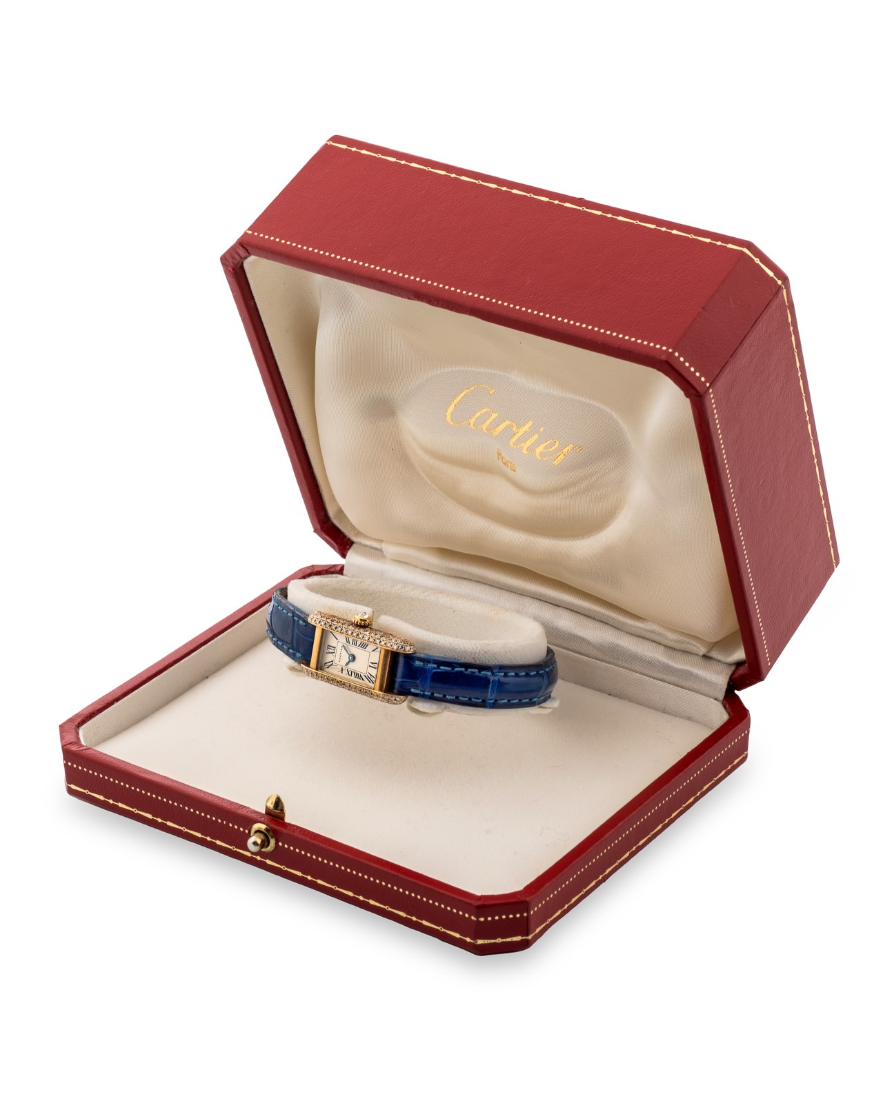 Cartier - Tank Allongée ref 828006 in oro giallo con diamanti, circa 1995