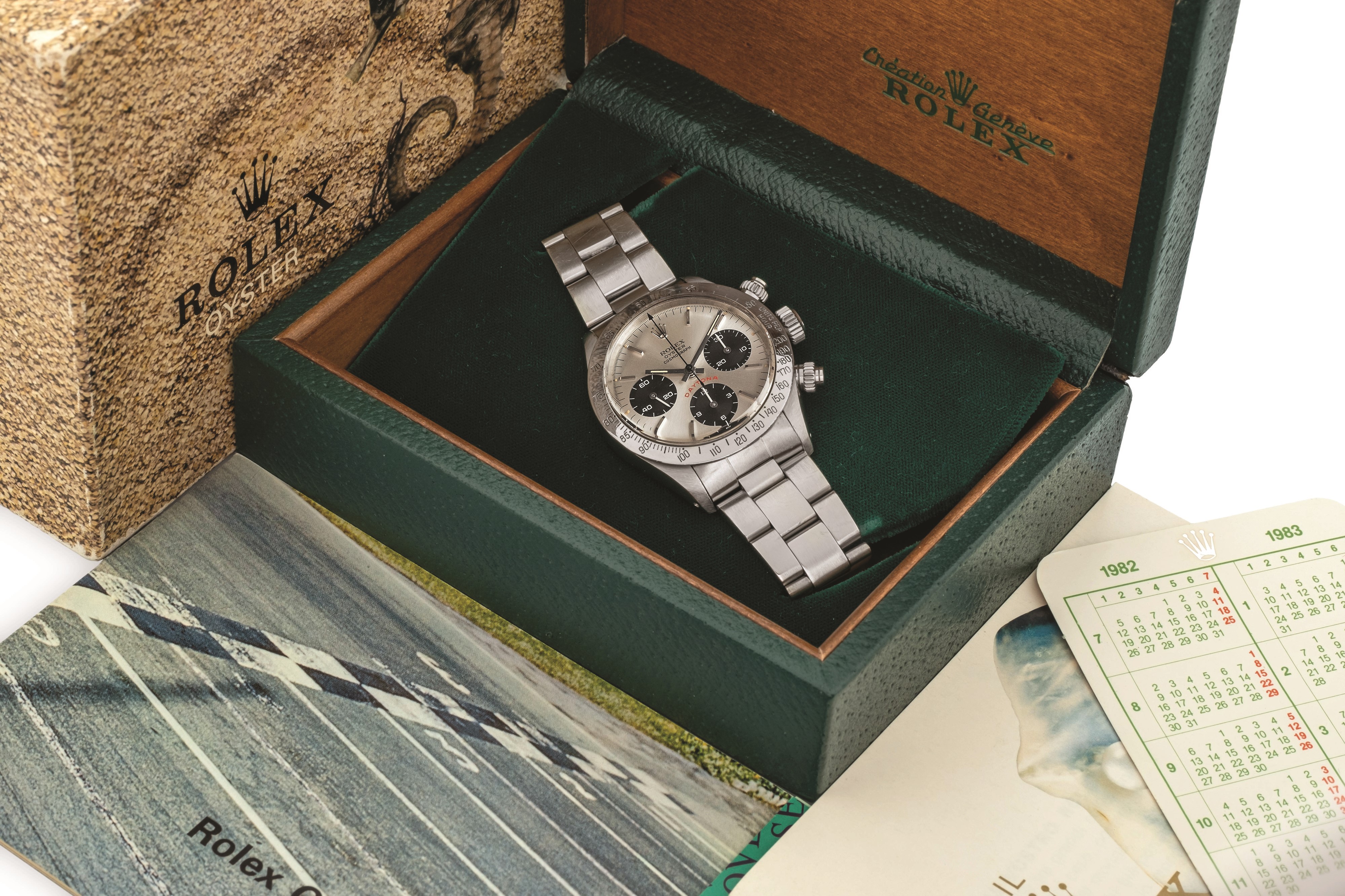 Rolex - Cosmograph Daytona 'Big Red', ref 6265, circa 1979, acciaio, 37 mm