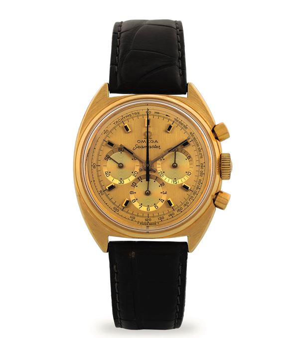 Seamaster ref 145.006 in oro giallo 18k, quadrante champagne con indici applicati, circa 1966