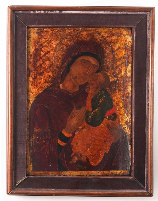 Nei modi della scuola veneto-cretese del XVI secolo Madonna con Bambino