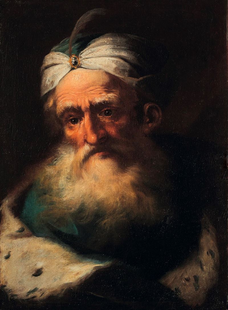 Giuseppe Nogari : Figura di vecchio in abiti orientali  - olio su tela - Auction Old Masters - II - Cambi Casa d'Aste