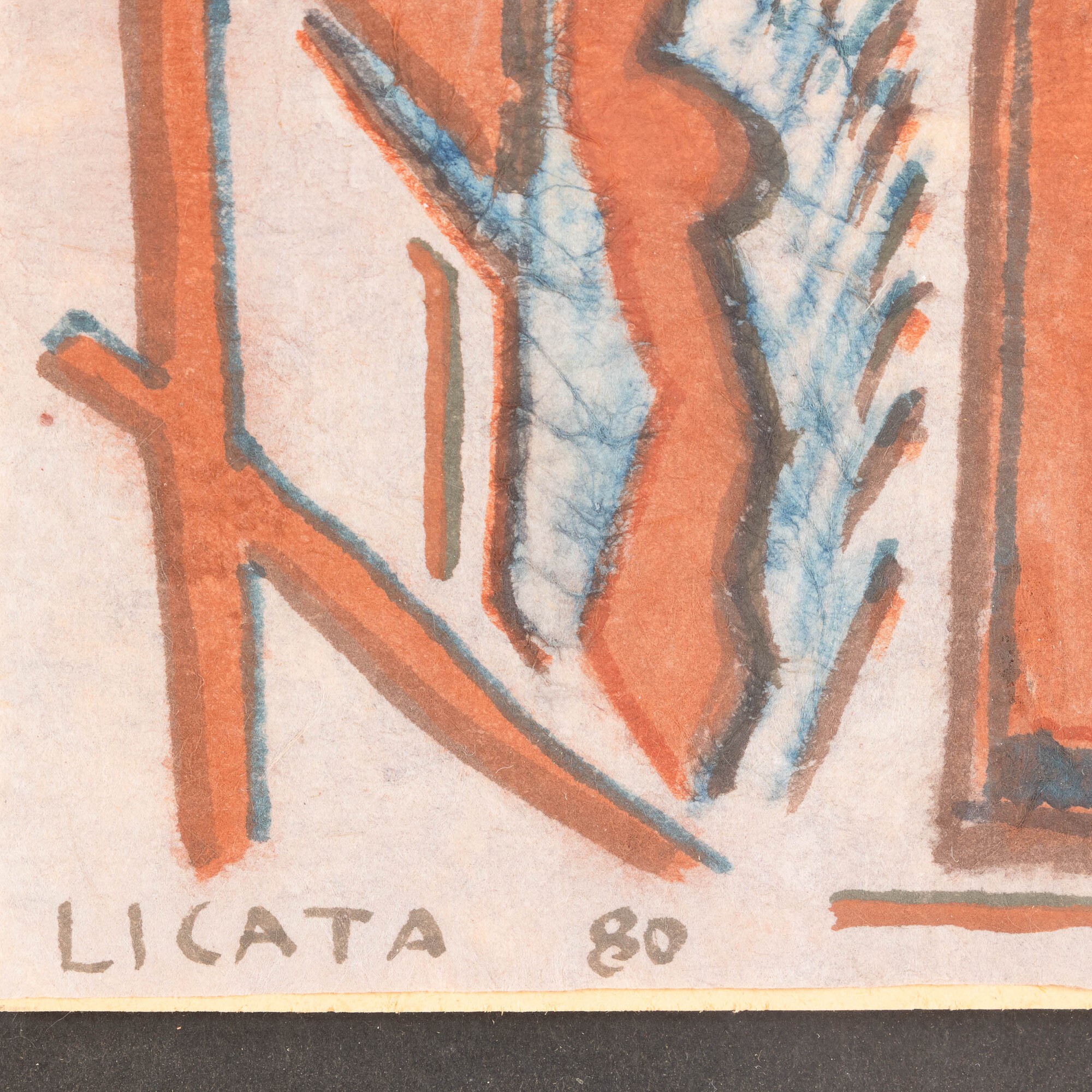 Riccardo Licata - Senza titolo, matita su carta di riso, 1980