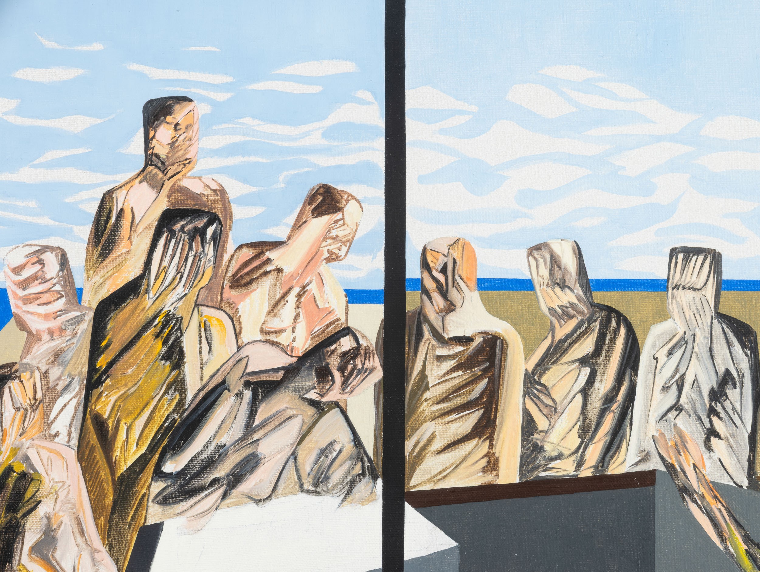 Mario Rossello - Riunione, olio su tela, 1966
