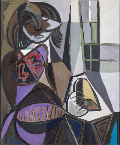 Figura col pane, olio su tela