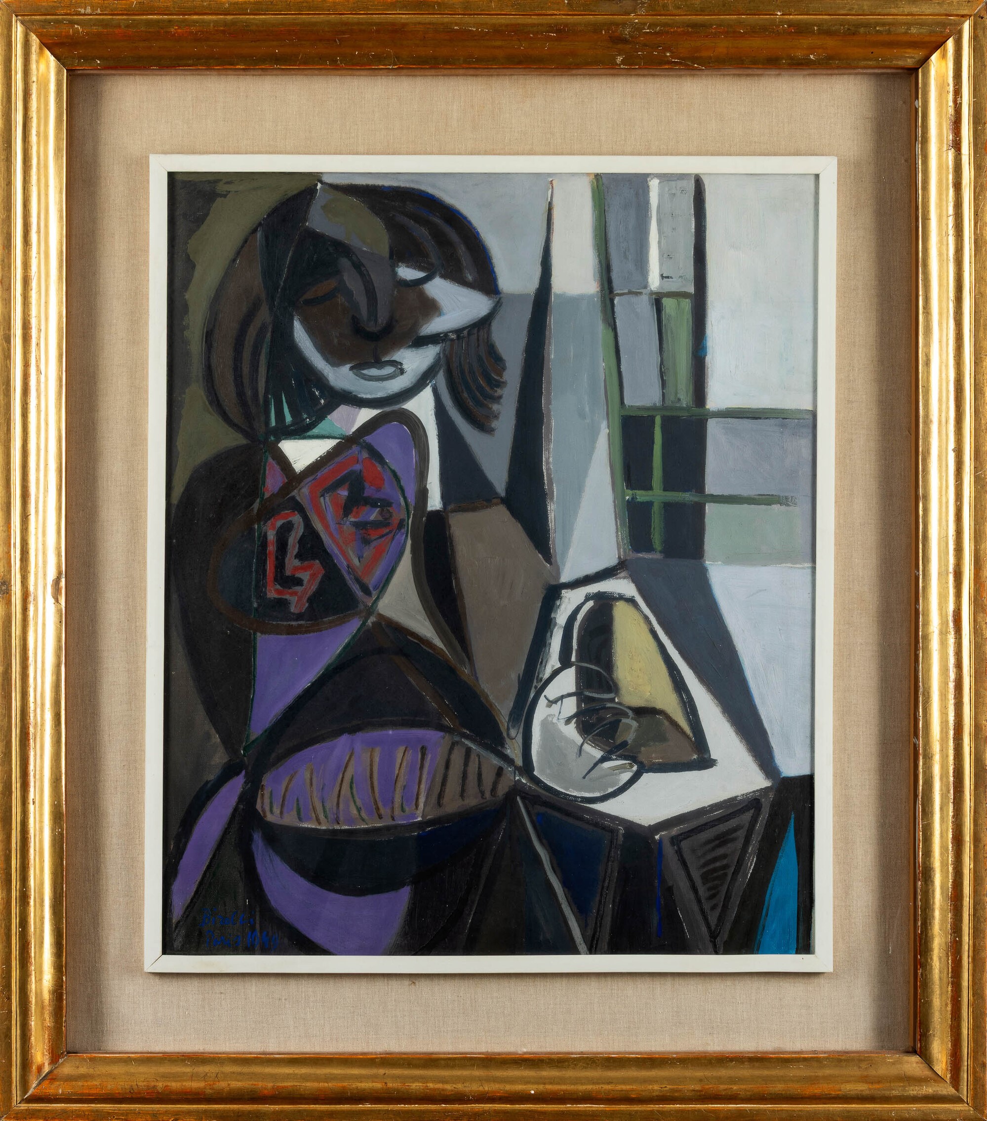 Renato Birolli - Figura col pane, olio su tela
