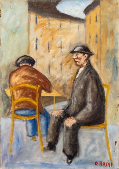Interno di caffè, olio su tela