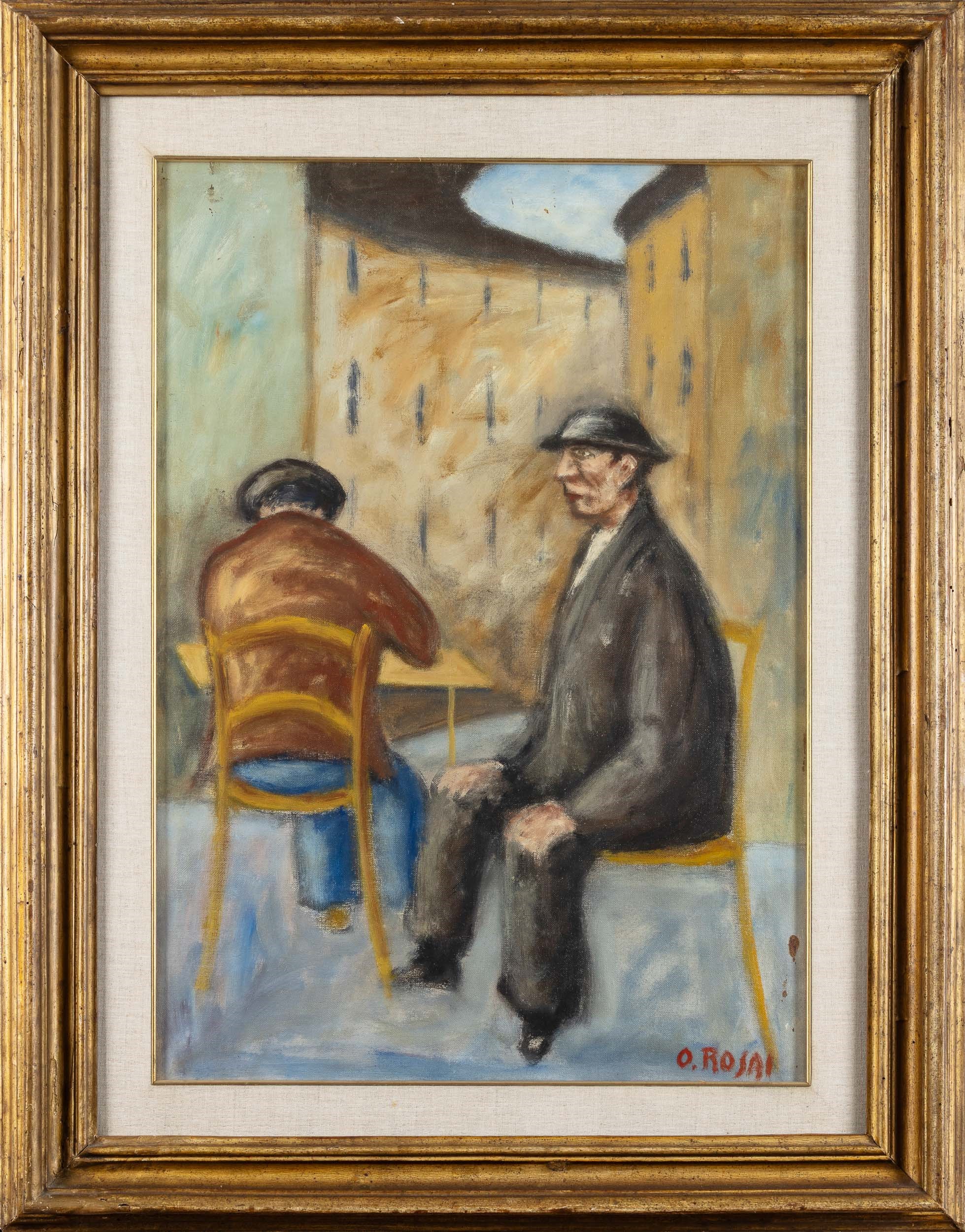Ottone Rosai - Interno di caffè, olio su tela