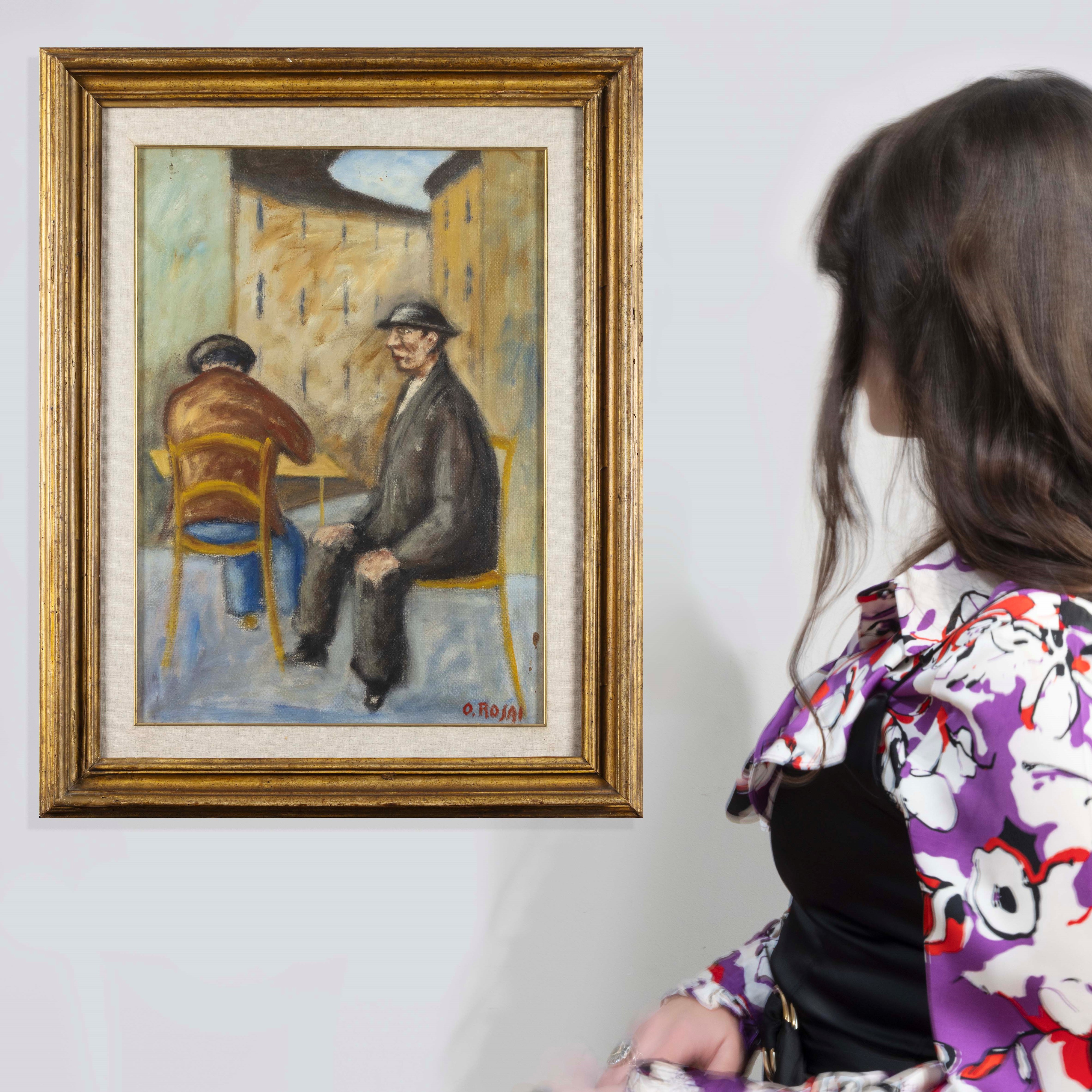Ottone Rosai - Interno di caffè, olio su tela