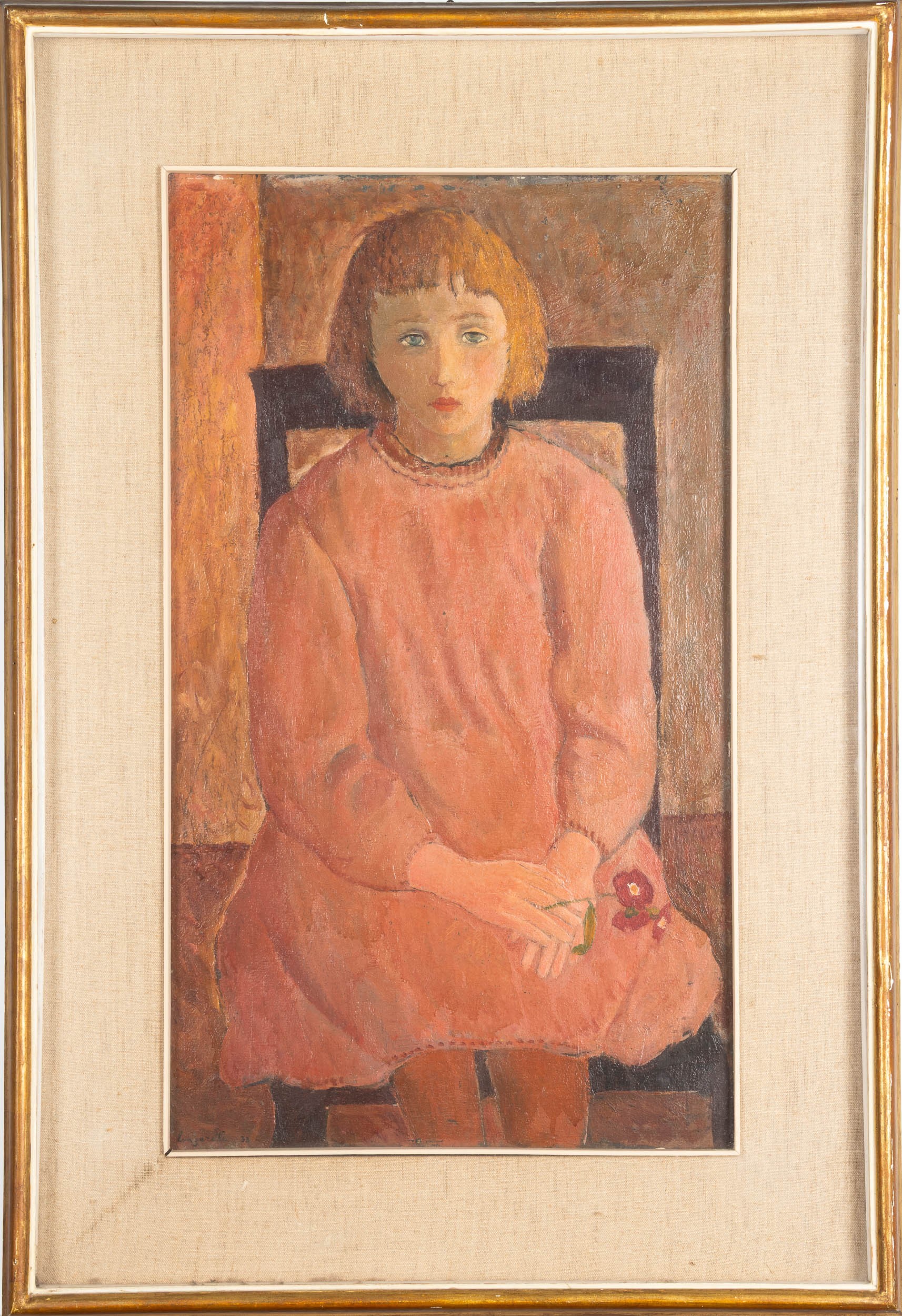 Trento Longaretti - Bambina, olio su tela
