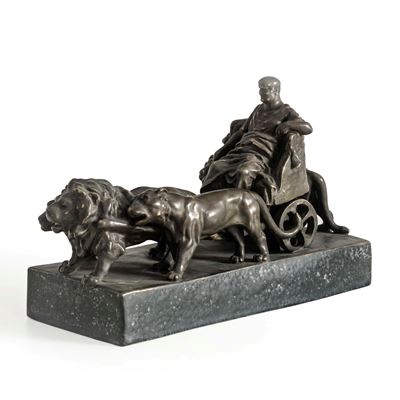 Marco Antonio su carro trionfale, ceramica patinata (Austria, XX secolo)