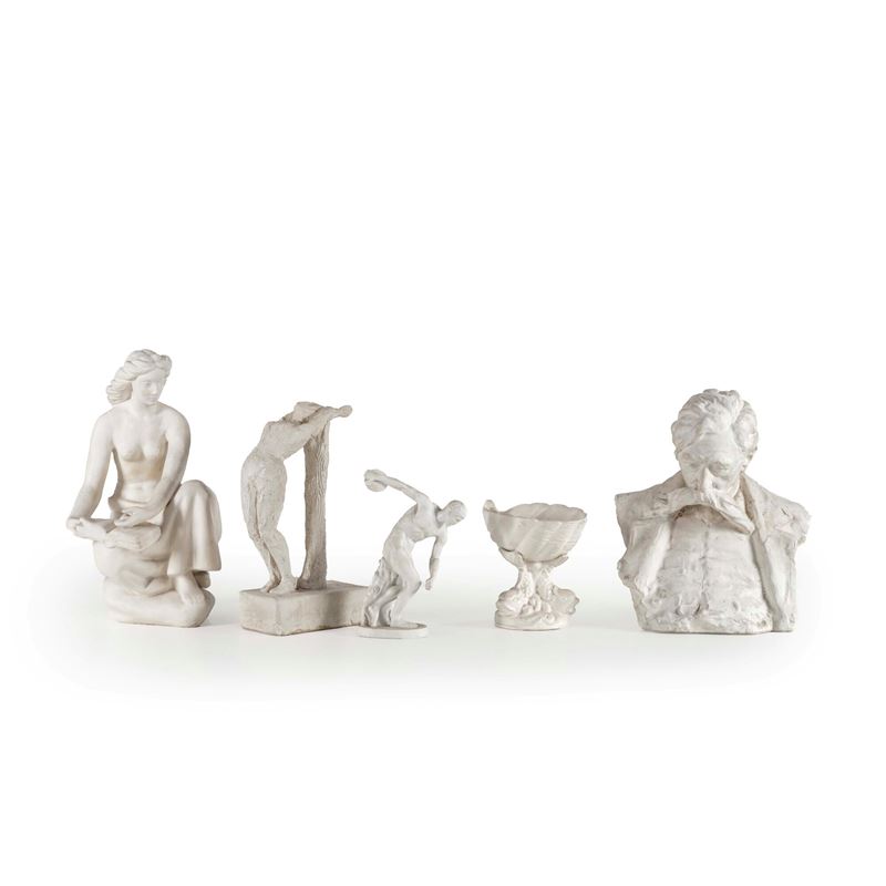 Cinque sculturine in gesso  - Asta Oggetti d'Arte - La Wunderkammer di Ettore Mocchetti - Cambi Casa d'Aste
