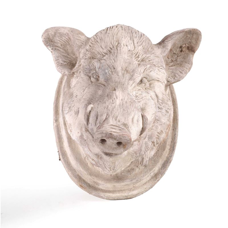 Trofeo con testa di cinghiale. XX secolo  - Asta Oggetti d'Arte - La Wunderkammer di Ettore Mocchetti - Cambi Casa d'Aste