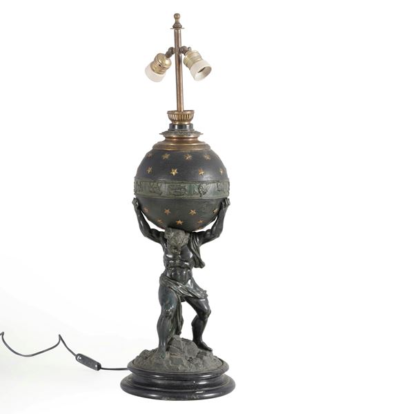 Lampada da tavolo in bronzo brunito