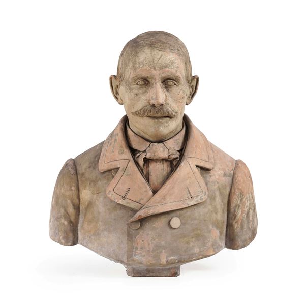 Busto virile con baffi. Plasticatore del XX secolo