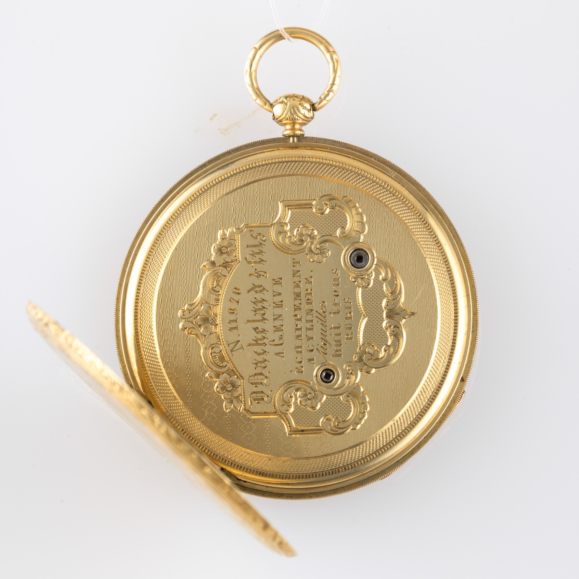 Orologio da Tasca in Oro Giallo 18k con Cassa con Raffigurazione di Piazza San Pietro, Quadrante ...