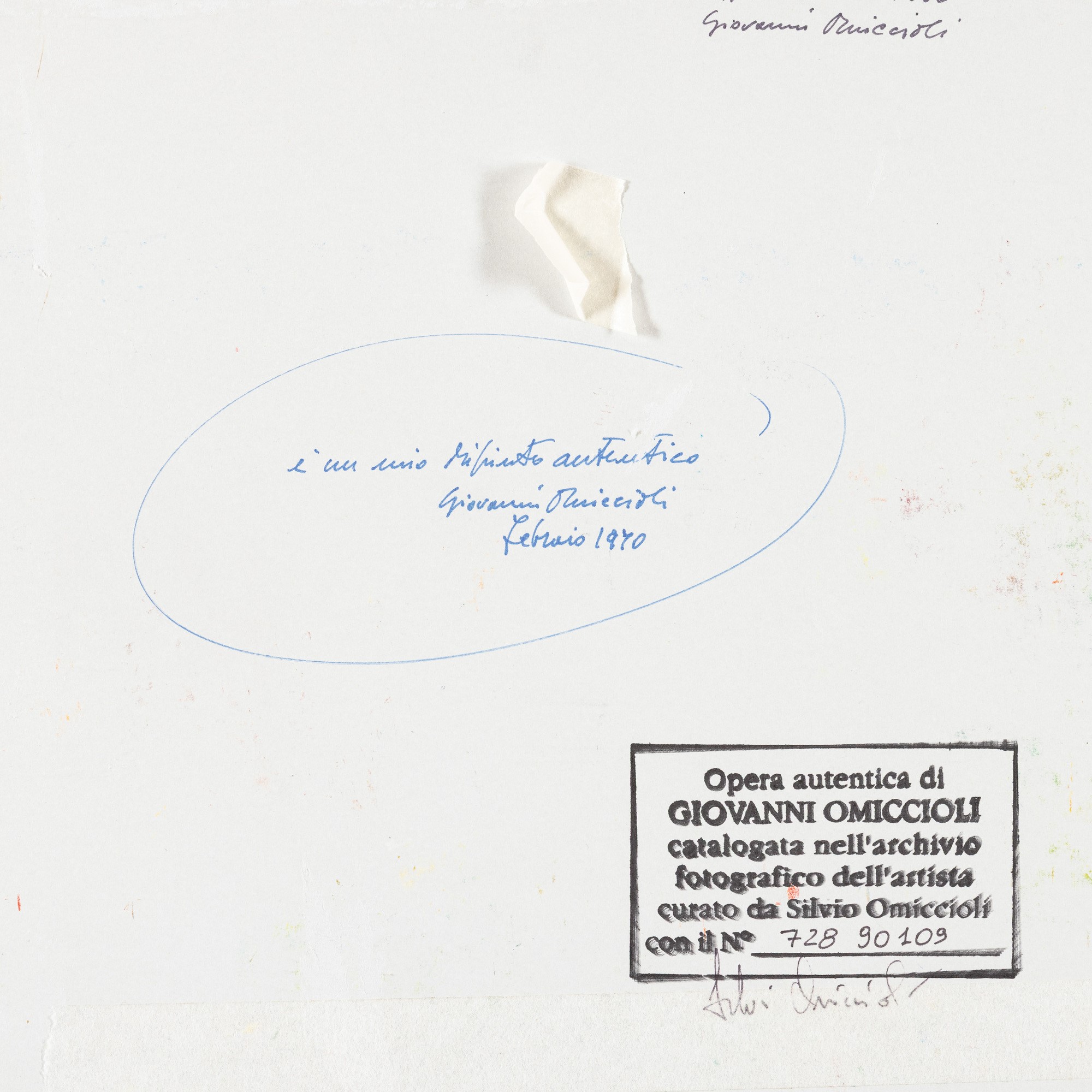 Giovanni Omiccioli - Case in mezzo al grano, olio su cartone, 1966