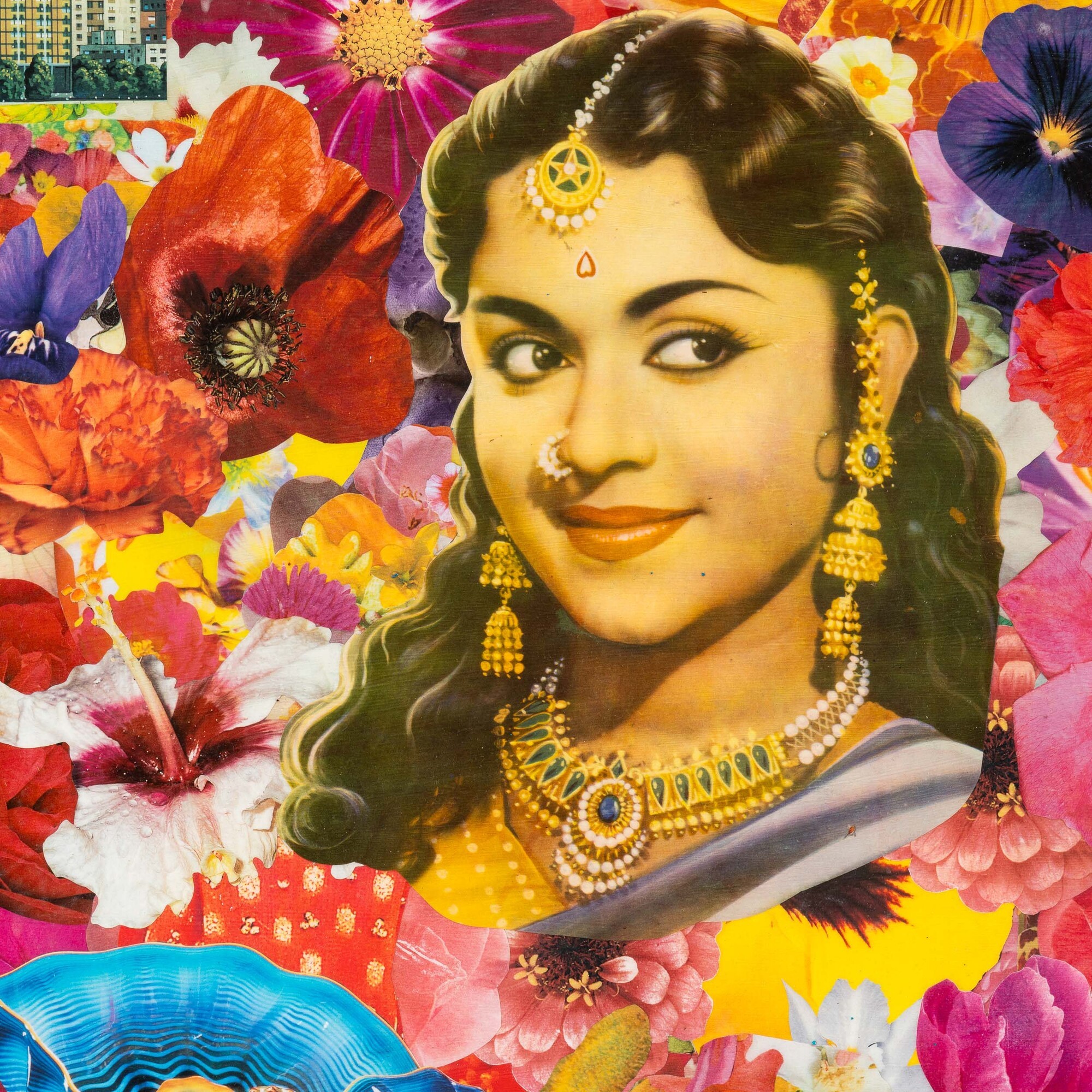 Felipe Cardena - La regina delle periferie, collage su tela
