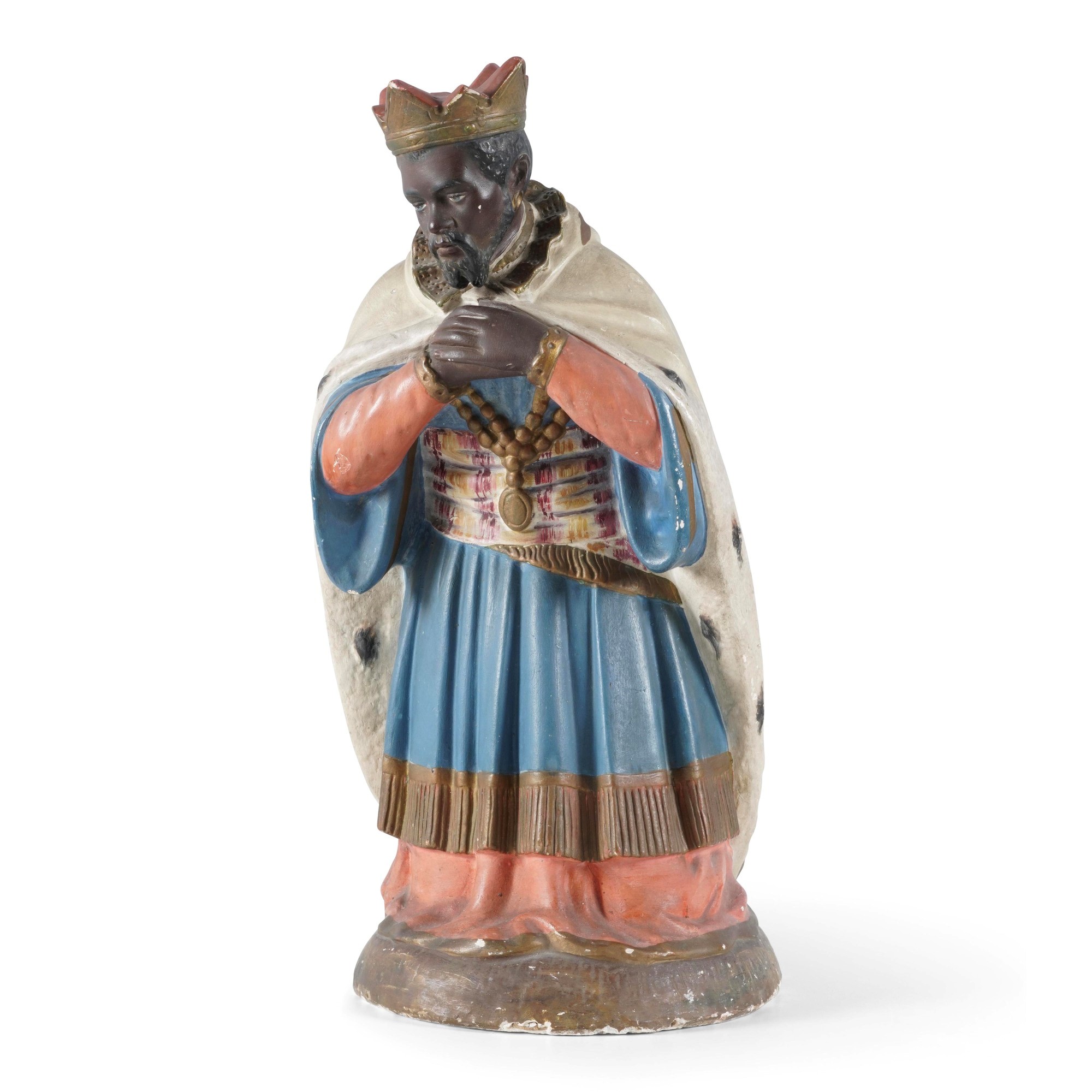 Gruppo di figure da presepe, gesso dipinto