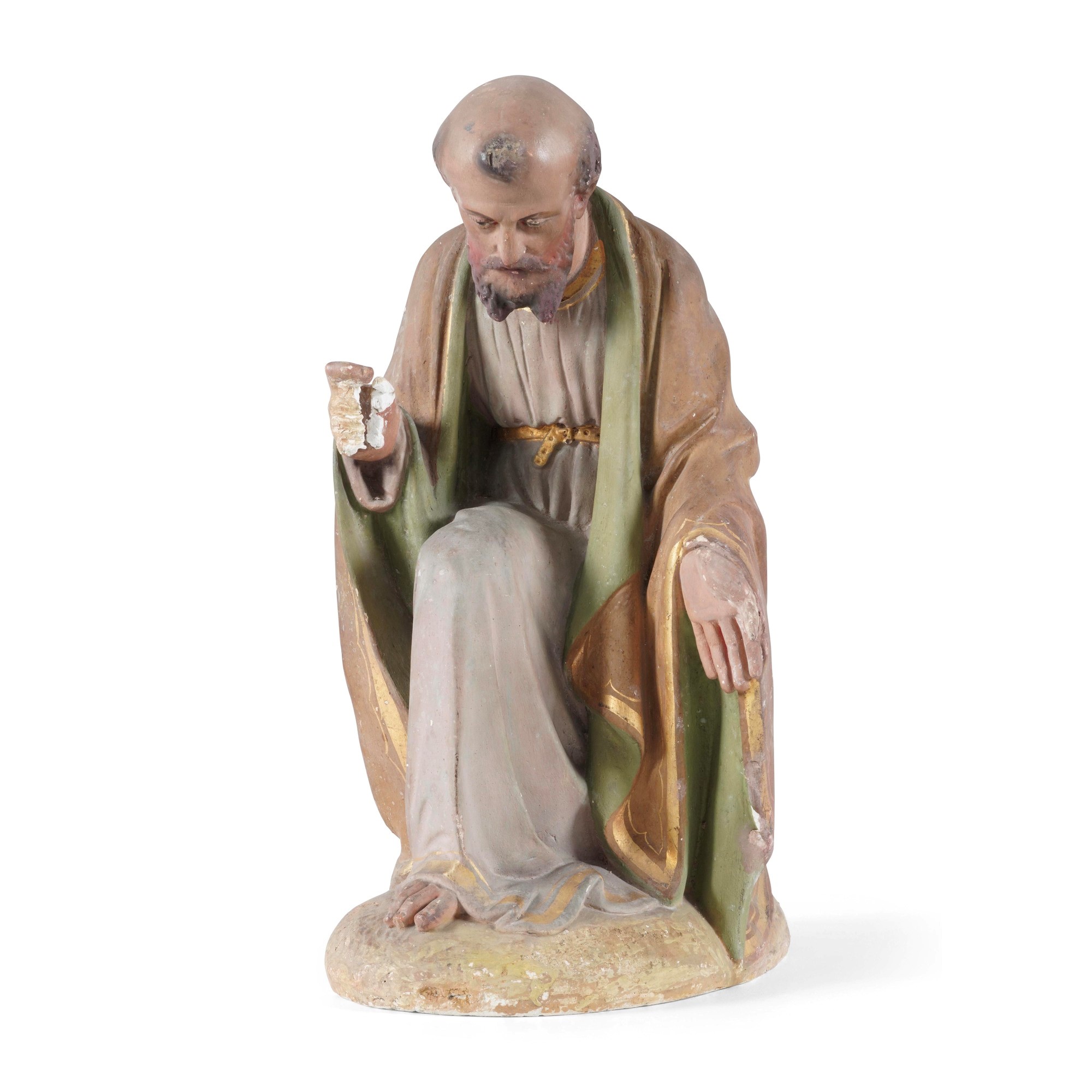 Gruppo di figure da presepe, gesso dipinto