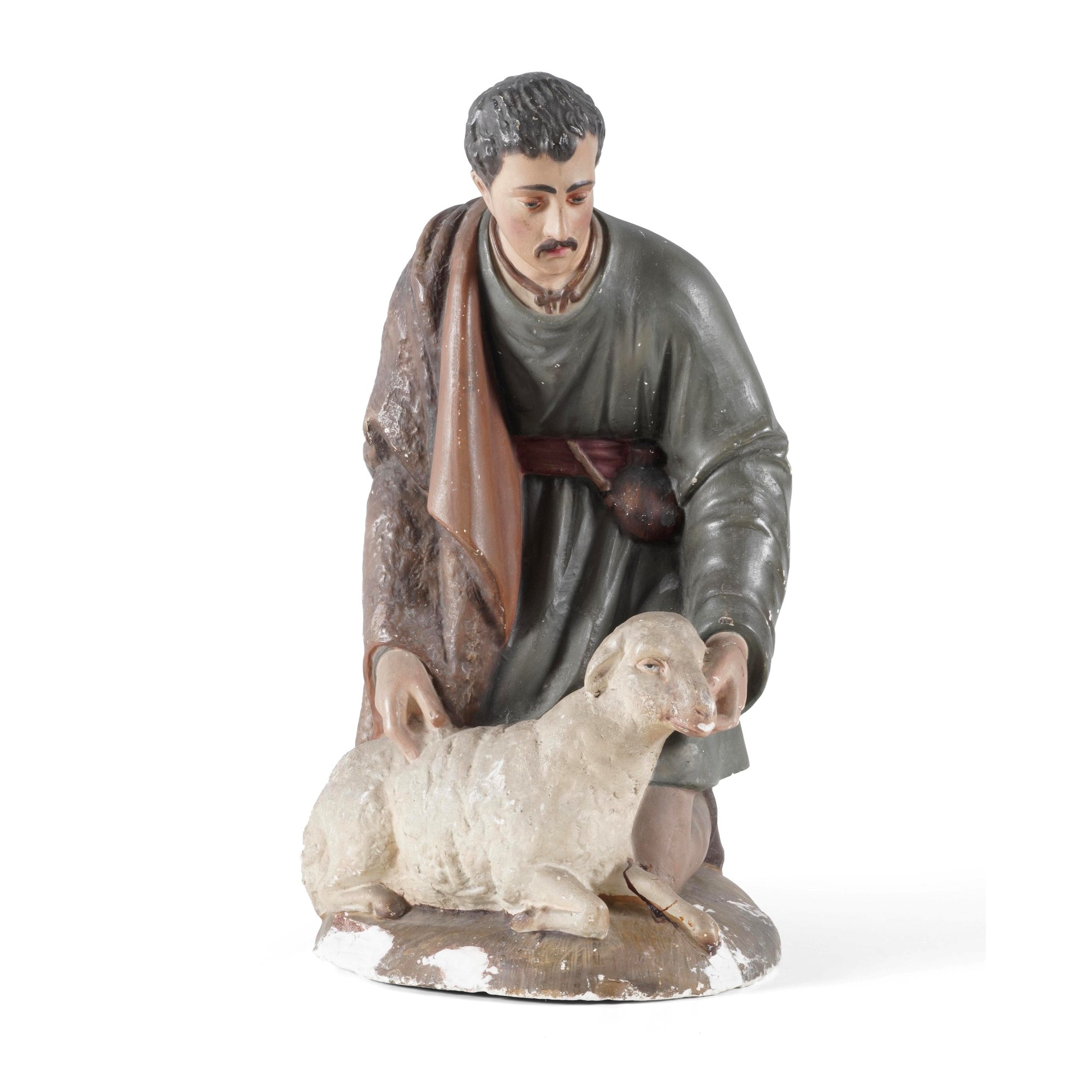 Gruppo di figure da presepe, gesso dipinto