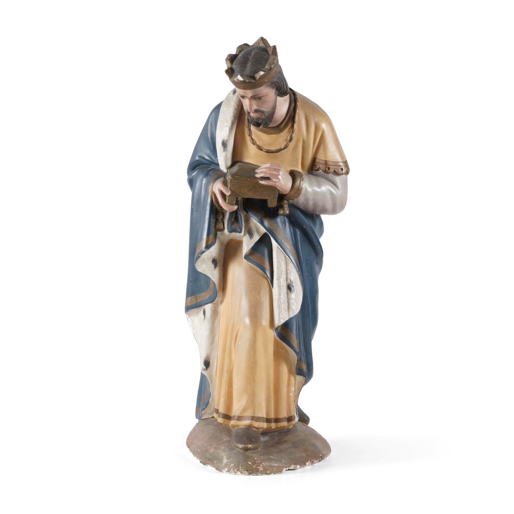 Gruppo di figure da presepe, gesso dipinto