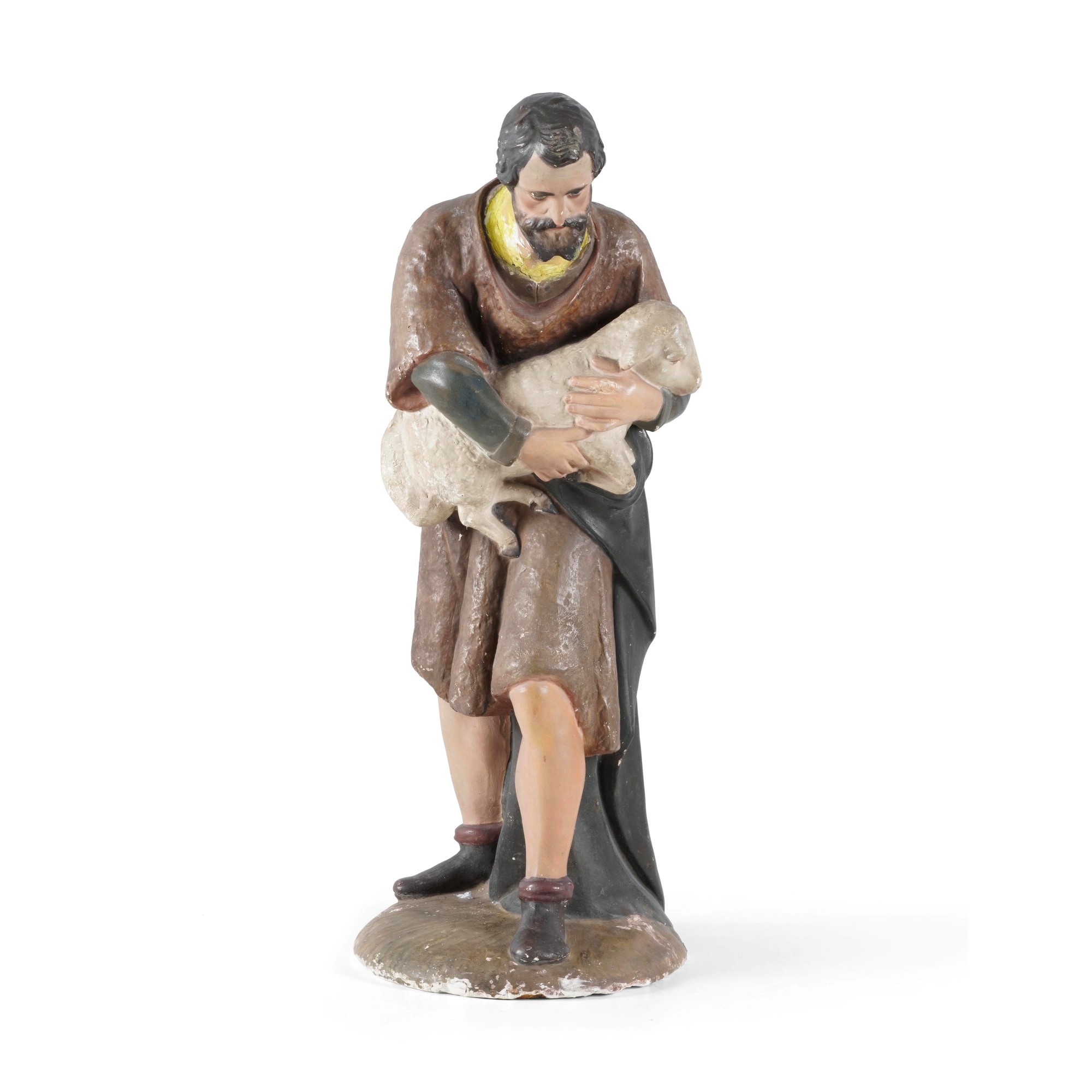 Gruppo di figure da presepe, gesso dipinto