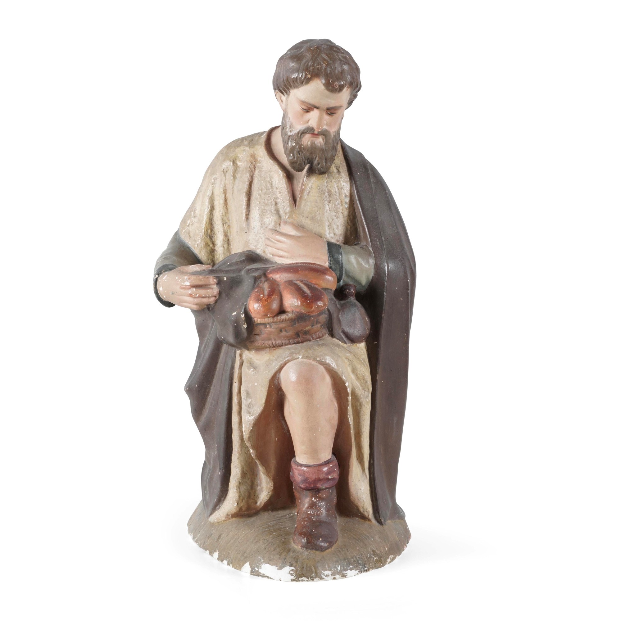 Gruppo di figure da presepe, gesso dipinto
