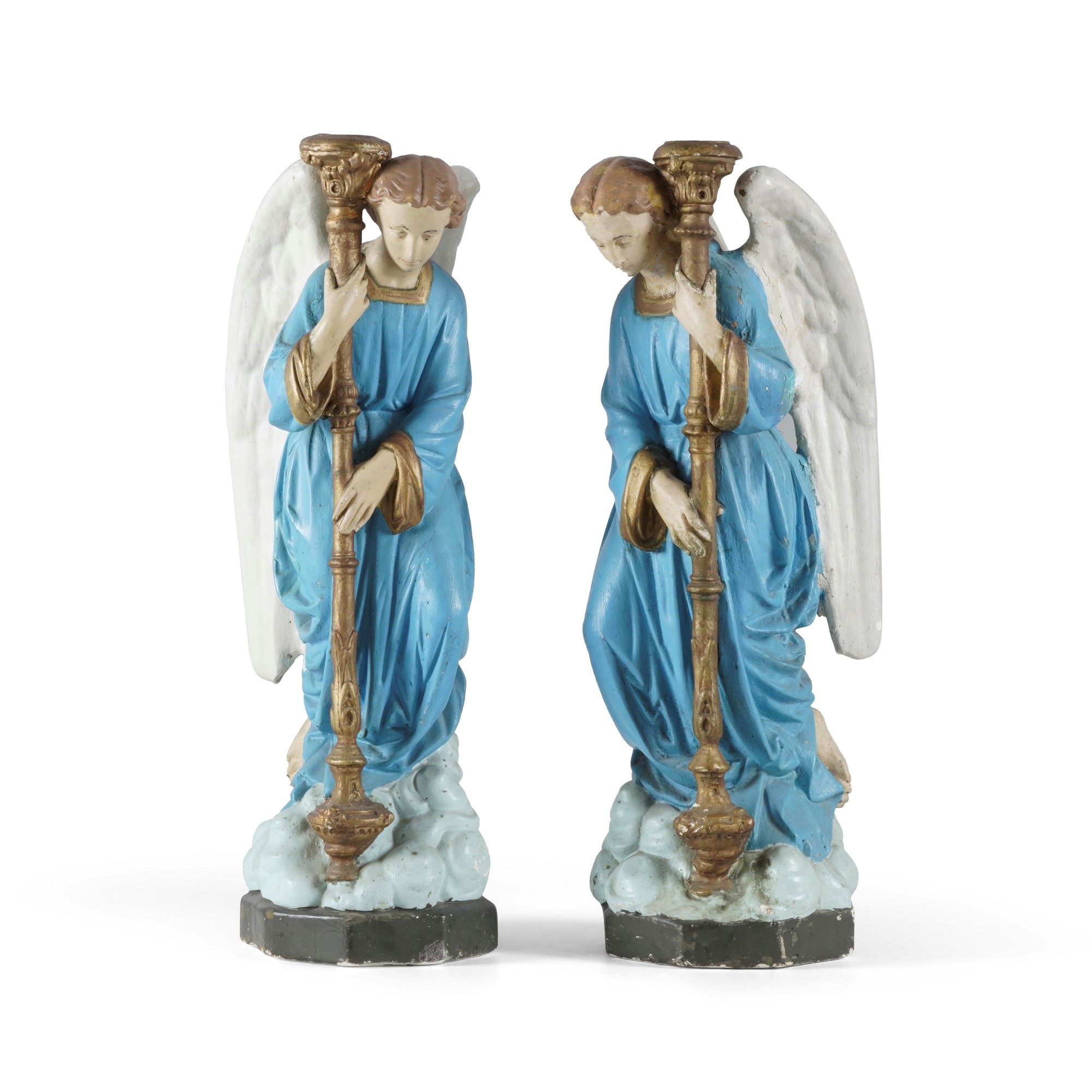 Gruppo di figure da presepe, gesso dipinto