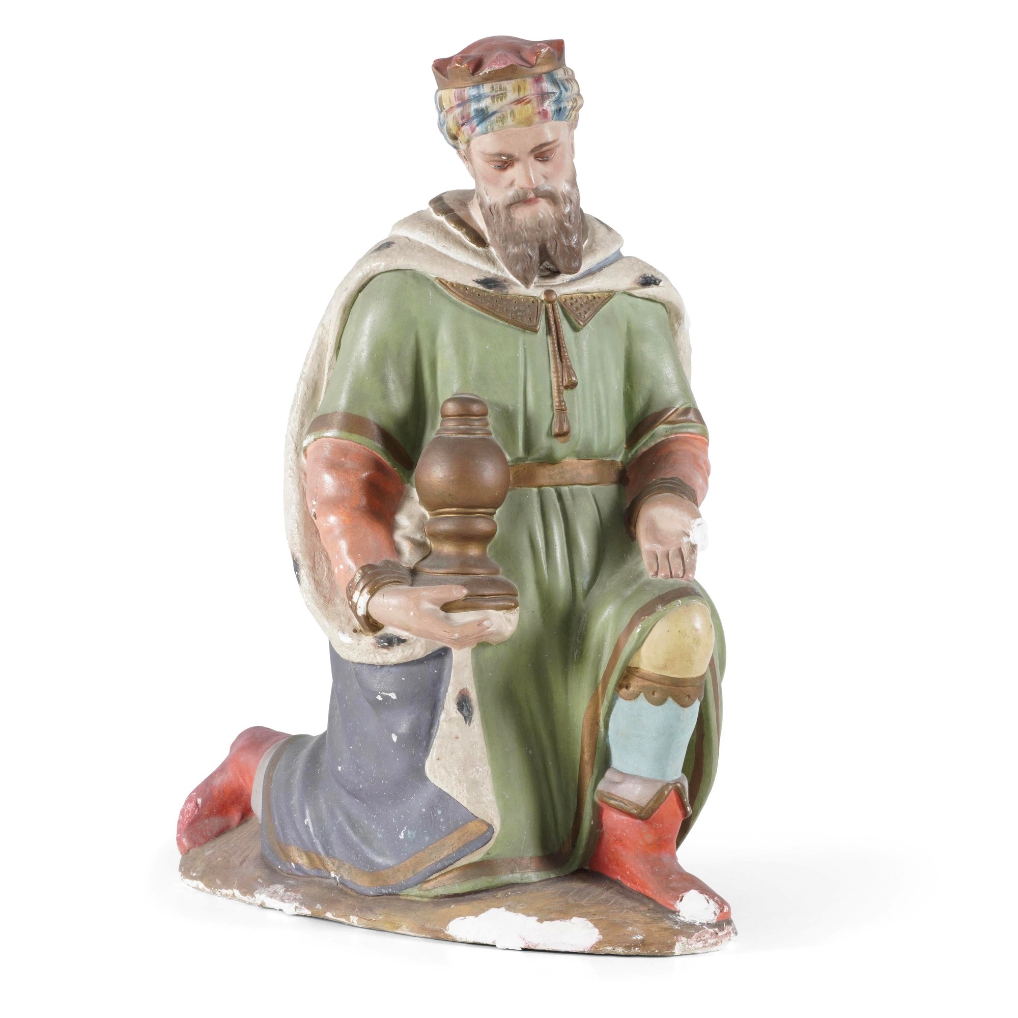 Gruppo di figure da presepe, gesso dipinto