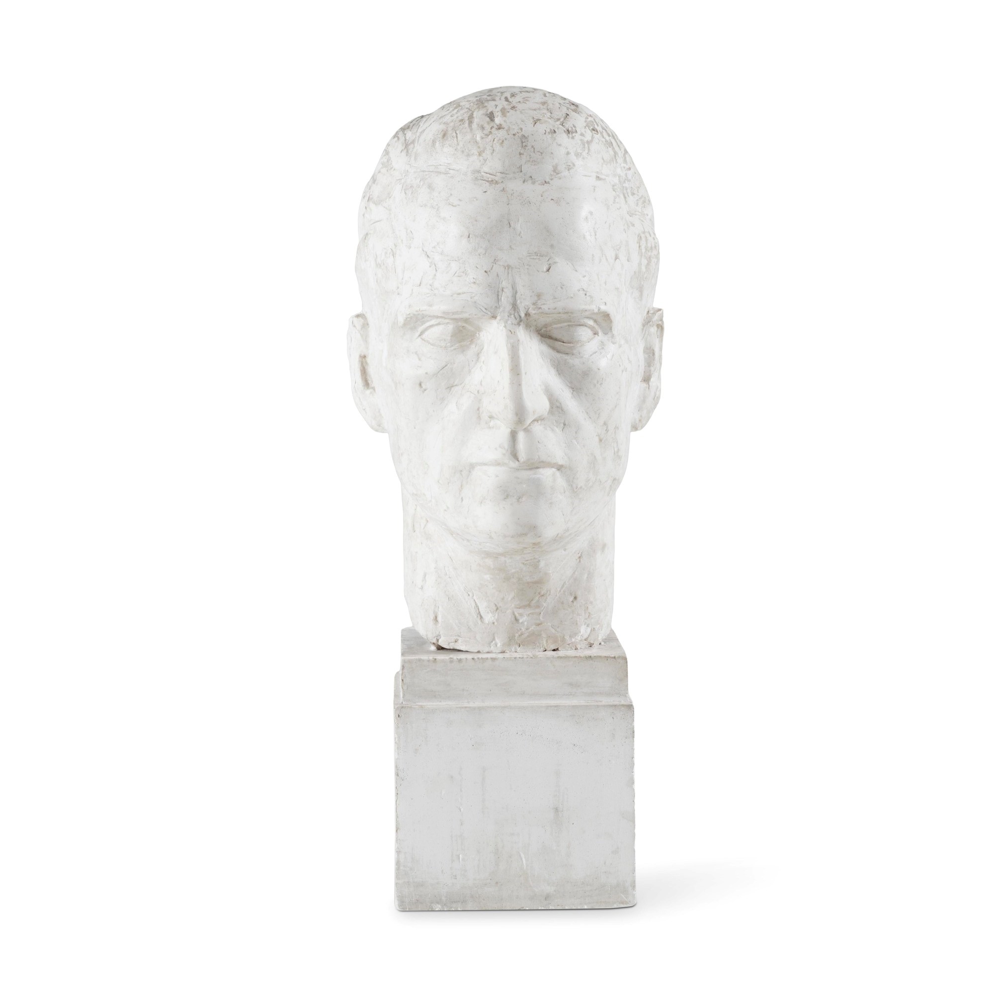 Gruppo scultoreo, Tre grandi teste virili in gesso e terracotta patinata