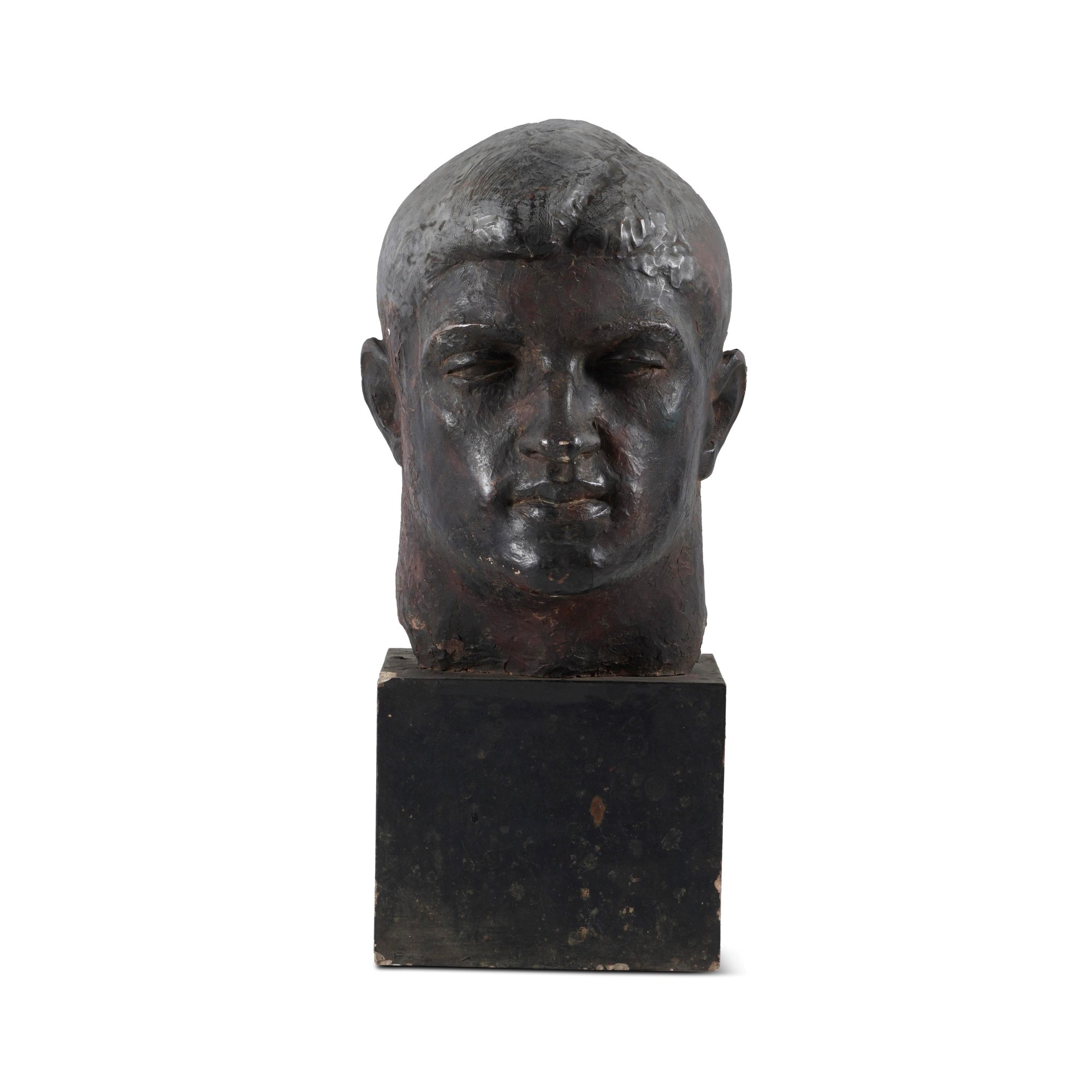 Gruppo scultoreo, Tre grandi teste virili in gesso e terracotta patinata