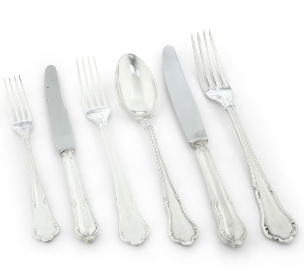 Servizio di posate incompleto in metallo argentato