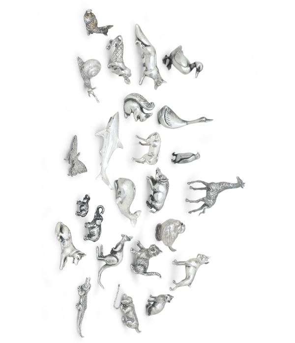 Lotto di animali in argento. Argenteria italiana del XX secolo